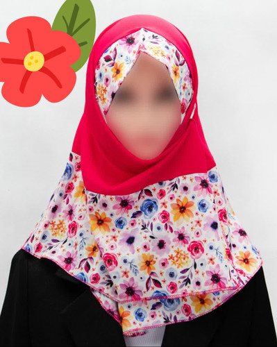 مقنعه حریر کرپ لبنانی دخترانه