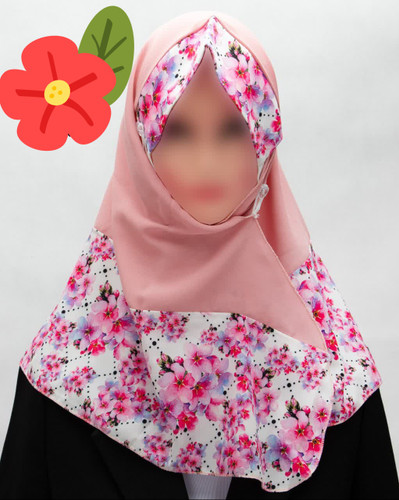 مقنعه حریر کرپ لبنانی دخترانه