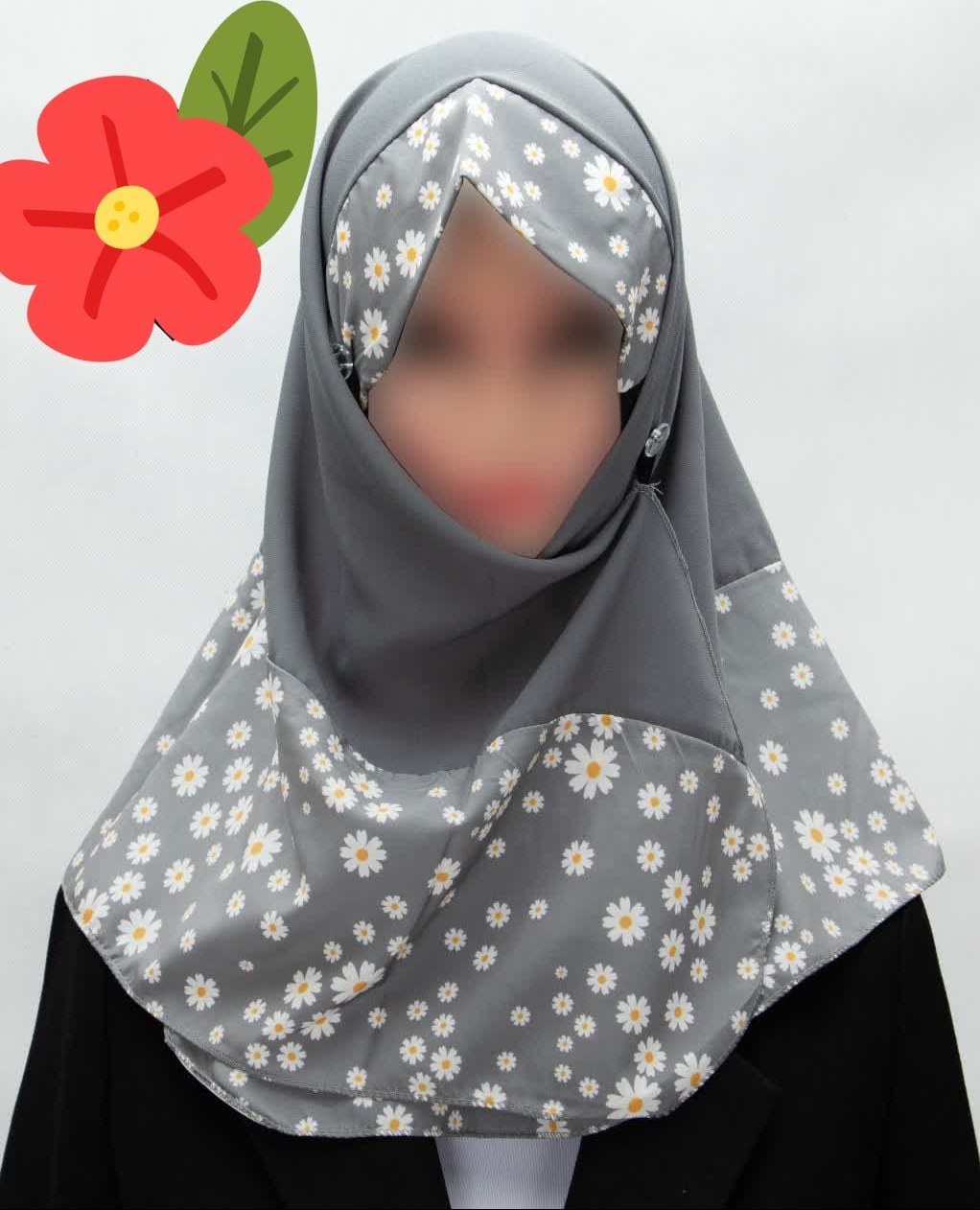 مقنعه حریر کرپ لبنانی دخترانه