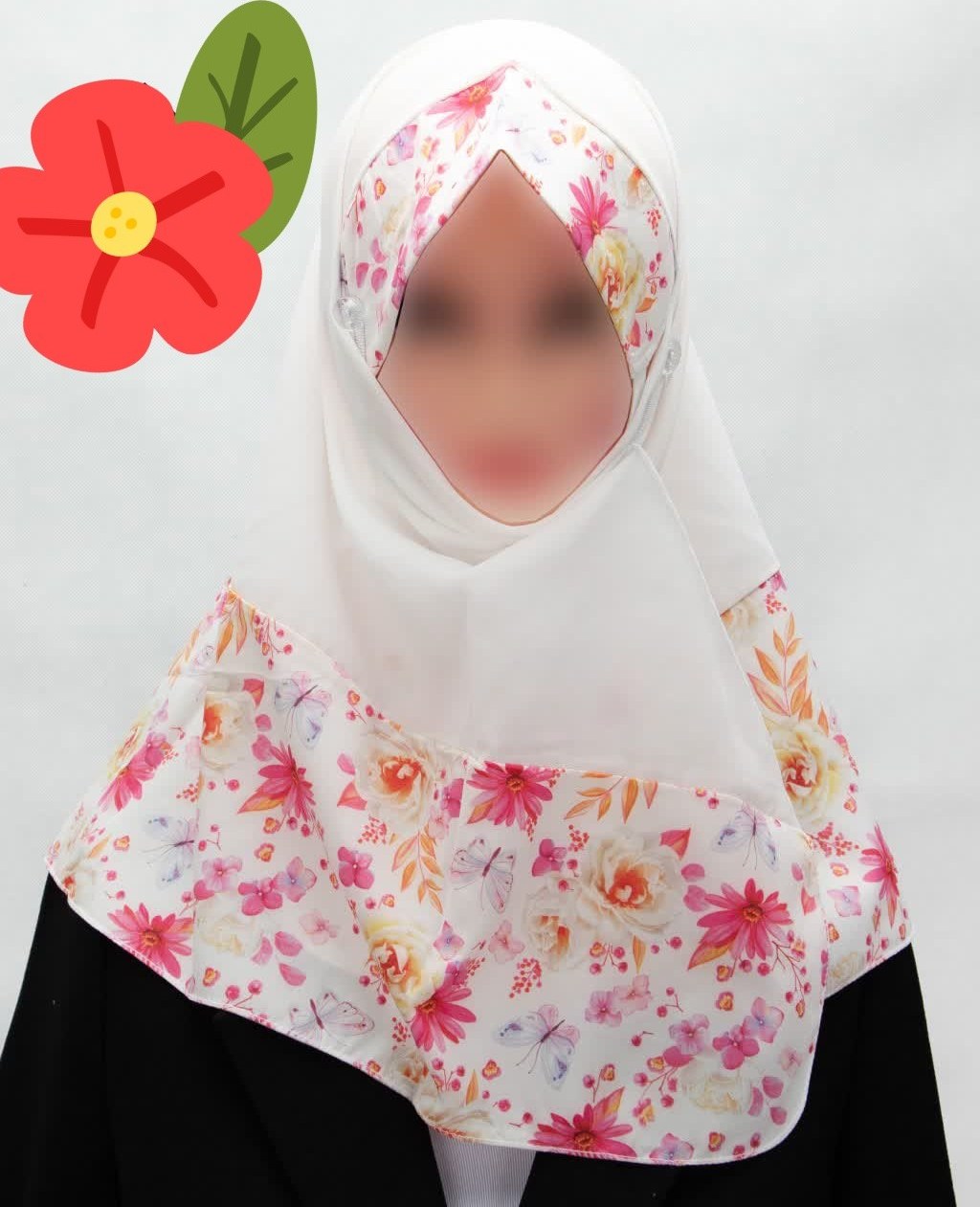 مقنعه حریر کرپ لبنانی دخترانه