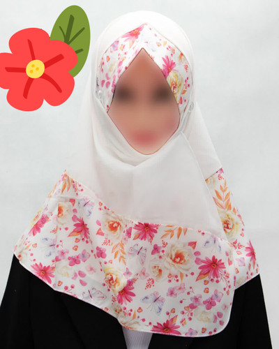 مقنعه حریر کرپ لبنانی دخترانه