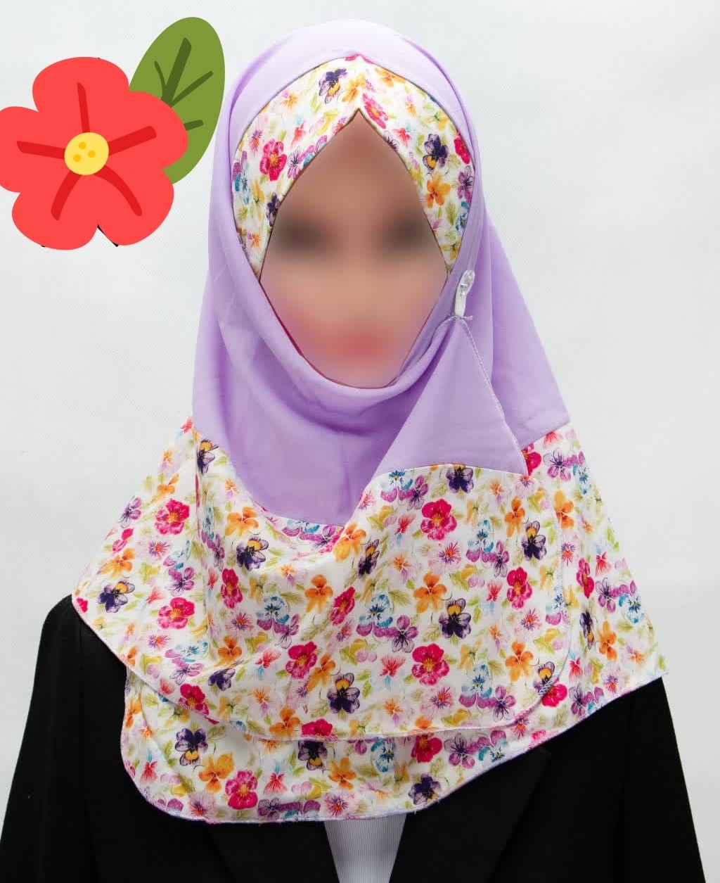 مقنعه حریر کرپ لبنانی دخترانه
