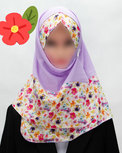 مقنعه حریر کرپ لبنانی دخترانه
