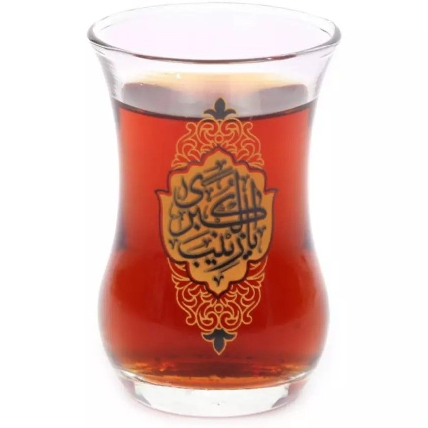 ست ۶ عددی استکان کمر باریک بدون دسته ، مزین به یا زینب کبری