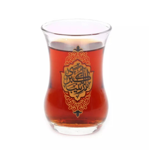 ست ۶ عددی استکان کمر باریک بدون دسته ، مزین به یا زینب کبری